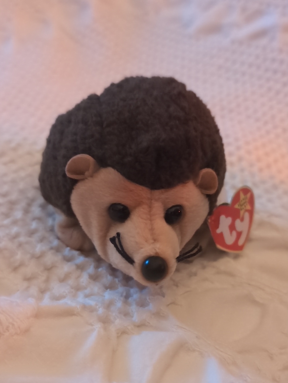 Ty Brown and Dark Brown Hedgehog Beanie Plush
